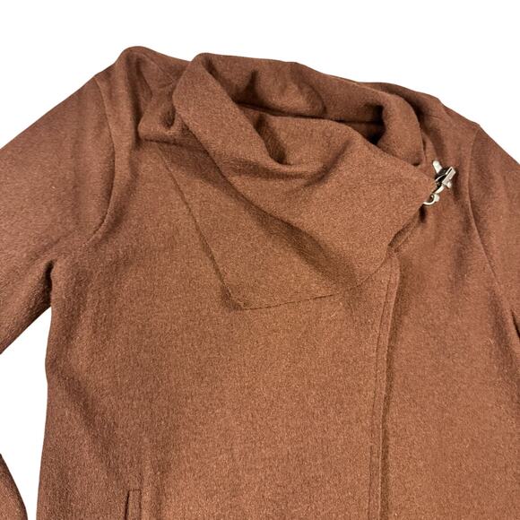 Garnet Hill Boiled Wool Asymmetrical Cut Coat Metal Clasp Brick Red Brown- Sz 16 - Picture 3 of 12